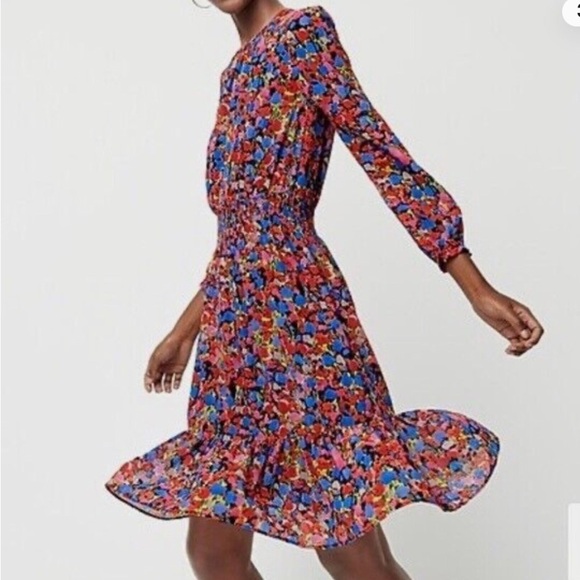 New! J Crew Cinched Waist Dress in Watercolor Floral Print Size Small - Picture 2 of 10